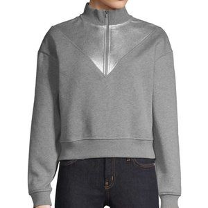 Highline Collective Half Zip Metallic Silver Accent Colorblock Sweatshirt